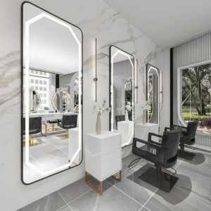 Зеркало в полный рост в чёрной раме с закругленными углами с LED подсветкой Александр